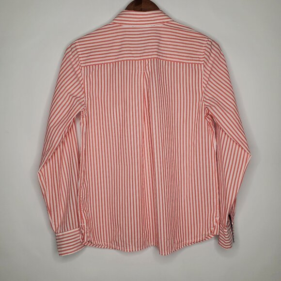 Tommy Hilfiger Womens Red White Striped Popover Blouse Size M Collared Nautical - Picture 2 of 8